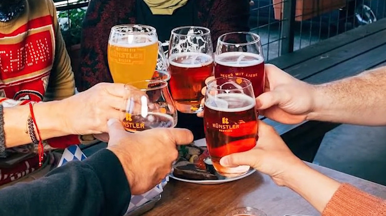 A shot of a glass of dark beer a Kunstler Brewing, San Antonio, Texas
