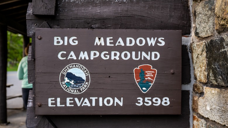 Sign for Big Meadows Campground