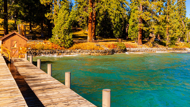 Historic boat house at Ed Z'berg Sugar Pine Point State Park