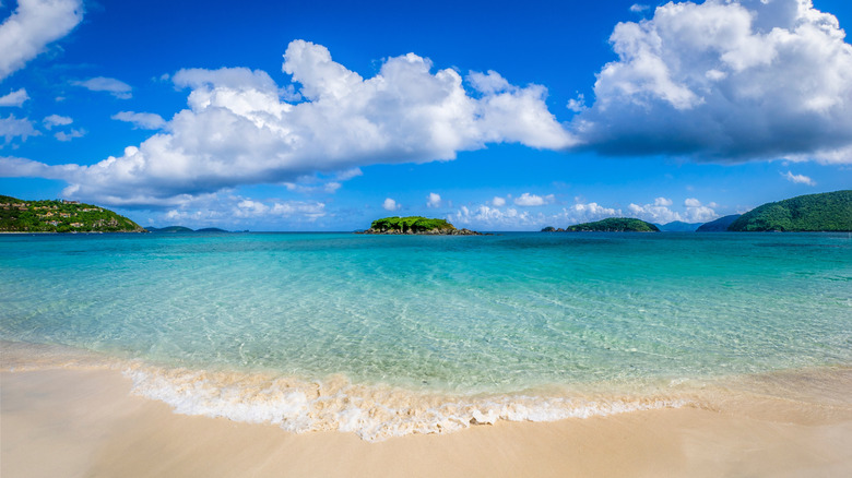 Cinnamon Bay beach in the Virgin Islands National Park on the island of St John in the US Virgin Islands