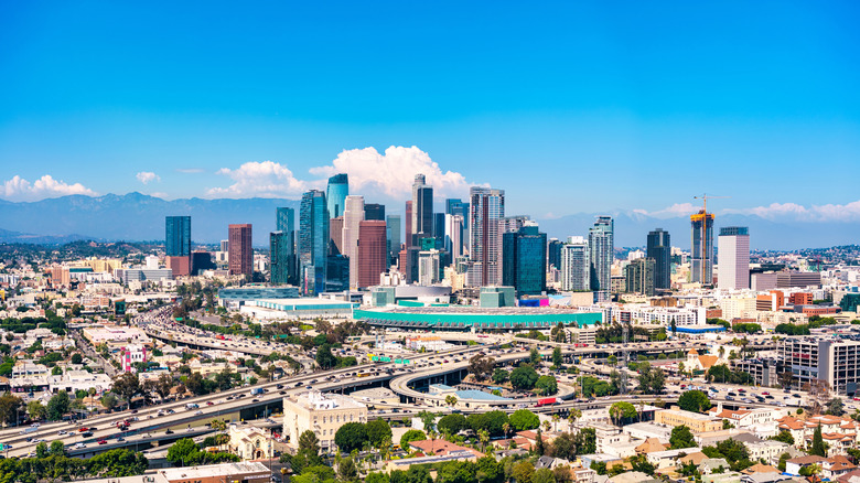 Aerial shot of downtown Los Angeles, California
