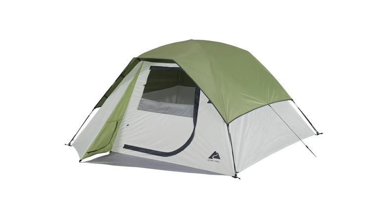 The green and white Ozark Trail Clip & Camp Dome Tent from Walmart