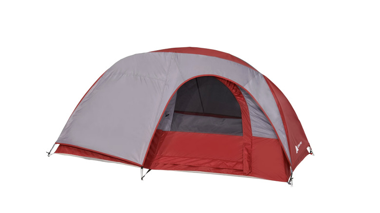 The red Ozark Trail One-Person Hiker Tent from Walmart