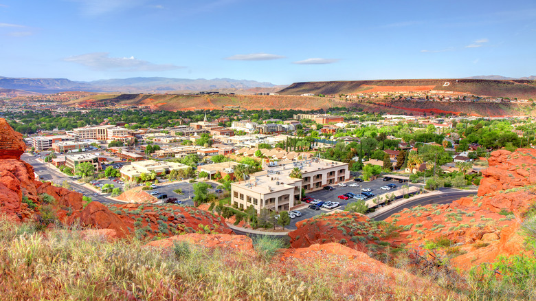 Aerial view of the town of St George, Utah