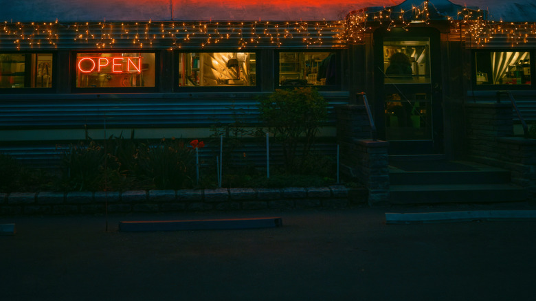 Vintage diner with a neon sign