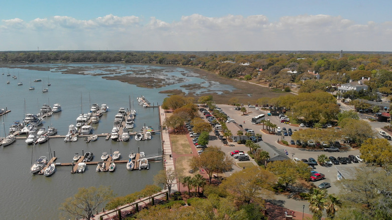 Aerial view of the harbor at Beaufort, South Carolina