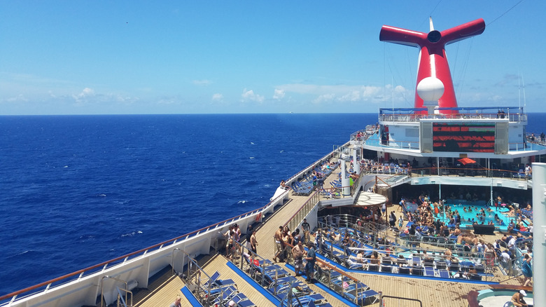 A cruise ship at sea