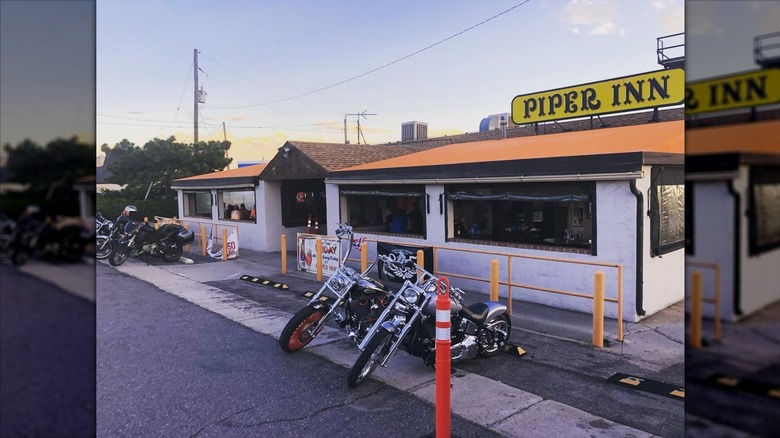 Motorcycles outside The Piper Inn in Denver