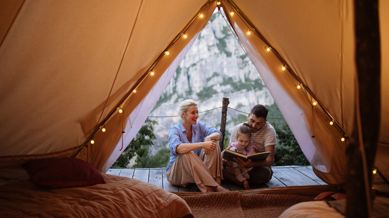 A family glamping