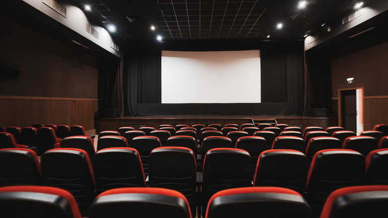 Inside an empty cinema auditorium
