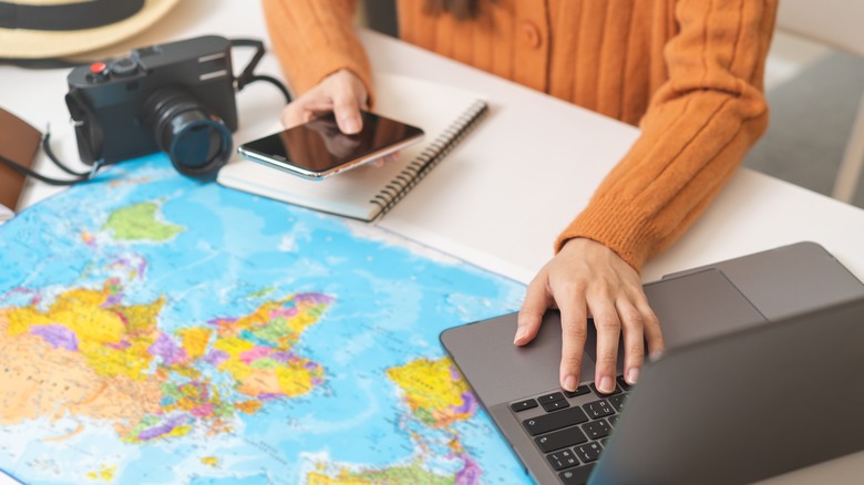 Woman planning a trip