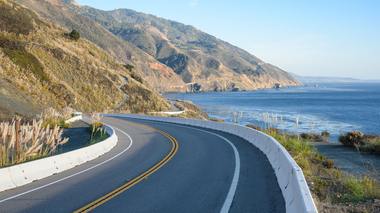 An empty stretch of Highway 1 in California