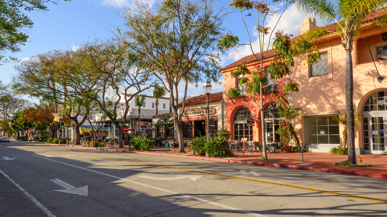 European style architecture in the downtown of Santa Barbara, California