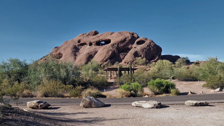 Hole-in-the-Rock, a famous sandstone formation in Papago Park. Phoenix