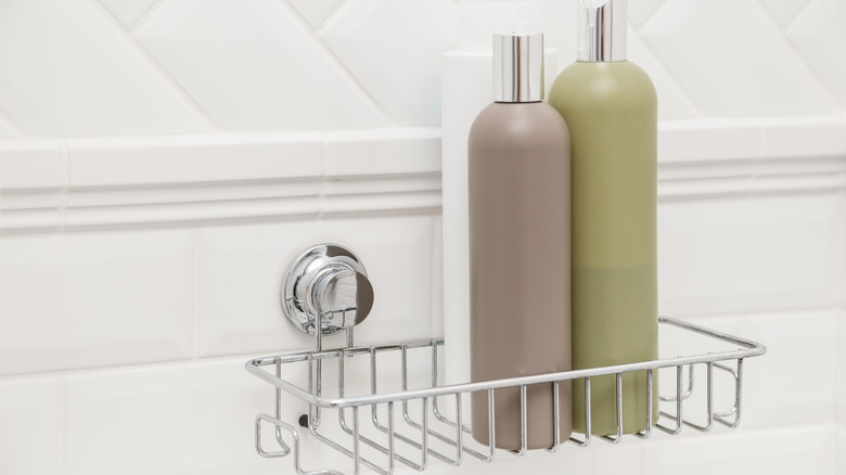 Suction cup shelves in a shower