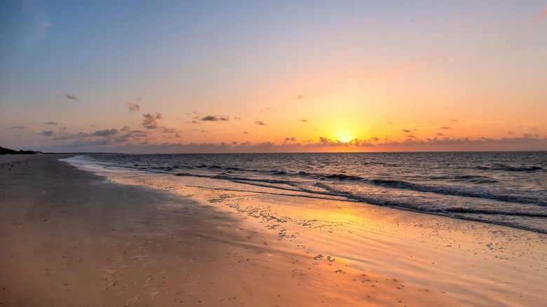 Sunset on beach near Sea Island Resort in Georgia