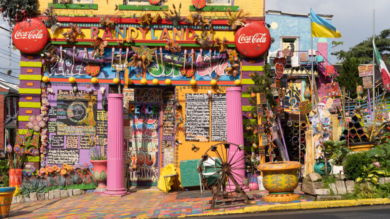 The colorful facade of Randyland brightens a corner on the North Side of Pittsburgh