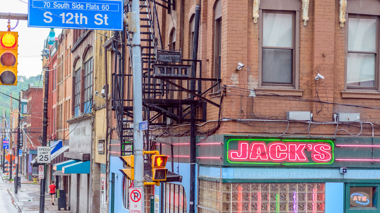 Brick buildings crowd along Carson Street in Pittsburgh's South Side
