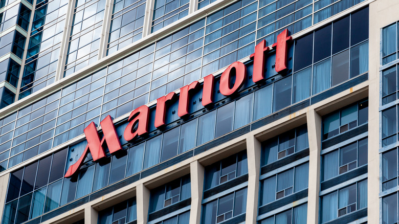 Outside of a Marriott hotel