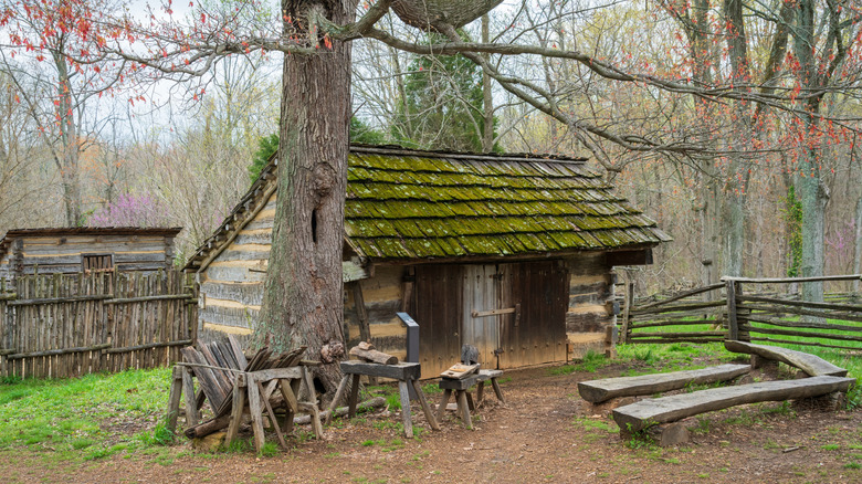 A replica log cabin, part of the "Living Historical Farm" at the Lincoln Boyhood National Memorial
