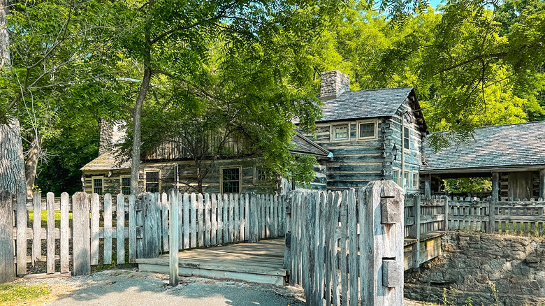 Log structures recreate buildings where Abraham Lincoln worked and lived as a young man, in New Salem Village