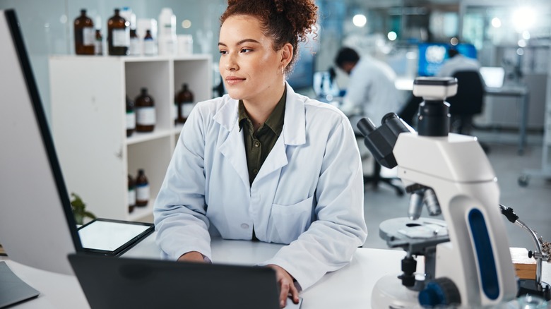 A woman working in a laboratory