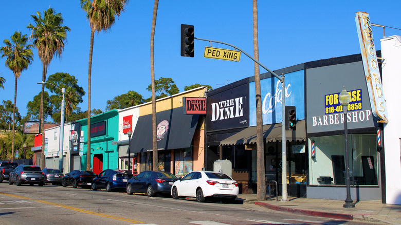 Businesses on a street in Los Angeles