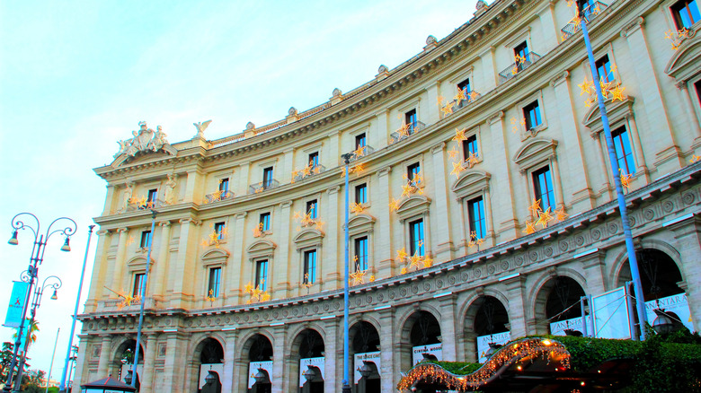 A luxury hotel in elegant brick building in Rome, Italy