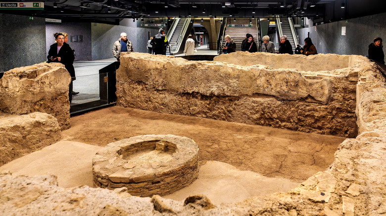 An archaelogical site in metro station