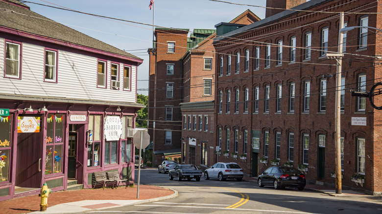 The historic town center in Amesbury, Massachusetts