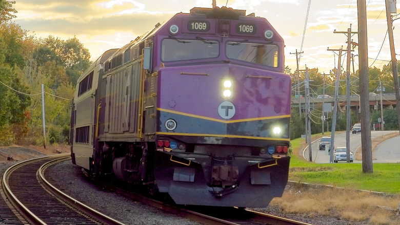 An MBTA commuter trail train