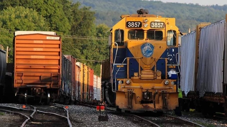 A train from the New England Central Railway in Palmer, Massachusetts