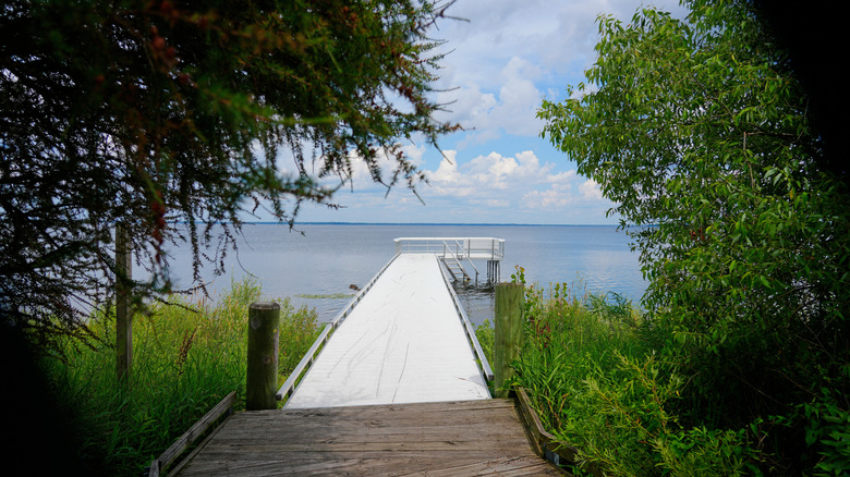 A pier overlooking Houghton Lake in Roscommon Township, Michigan