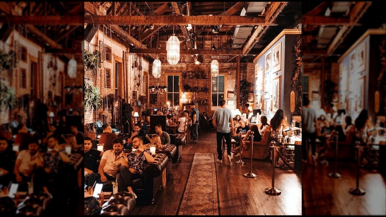 Customers sit inside Mathers Social Gathering in Orlando, Florida