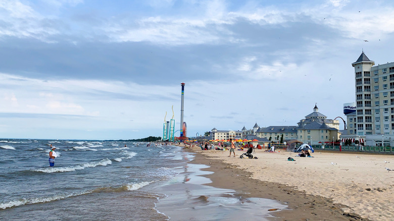 Beachgoers at Cedar Point Beach, Ohio
