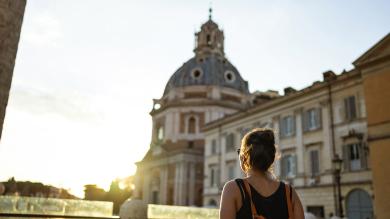 Back view of a woman in Rome