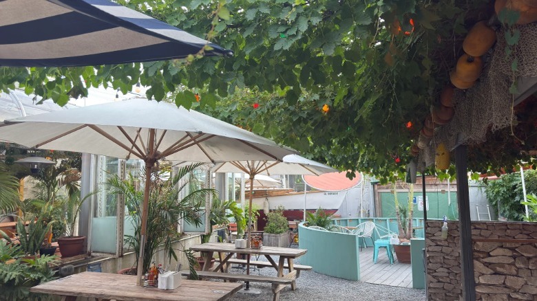 Seating in the outdoor section of Gran Torino in Brooklyn, New York