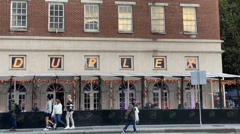 Exterior of The Duplex with covered patio in the West Village, NYC