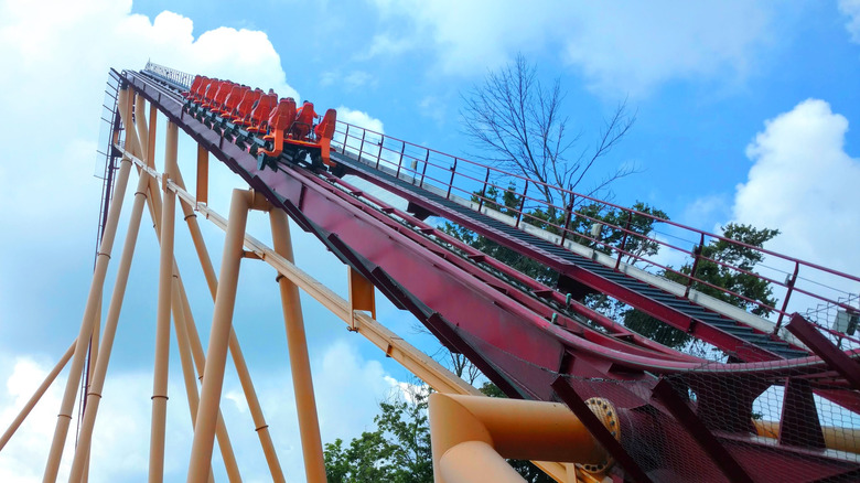 A roller coaster at Kings Island amusement park in Mason, Ohio.