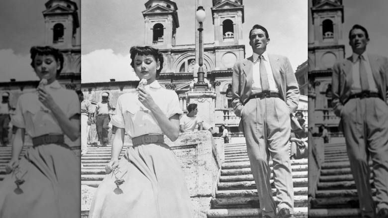 Audrey Hepburn on Rome's Spanish Steps in "Roman Holiday"