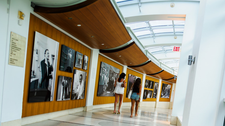 Photographs of Frank Sinatra line a hallway in the Fontainebleau Hotel Miami Beach