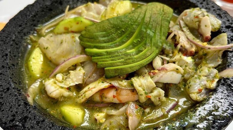 Green aguachile dish from El Submarino