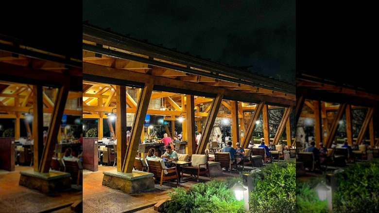 Exterior of Geyser Point Bar and Grill at Disney World at night