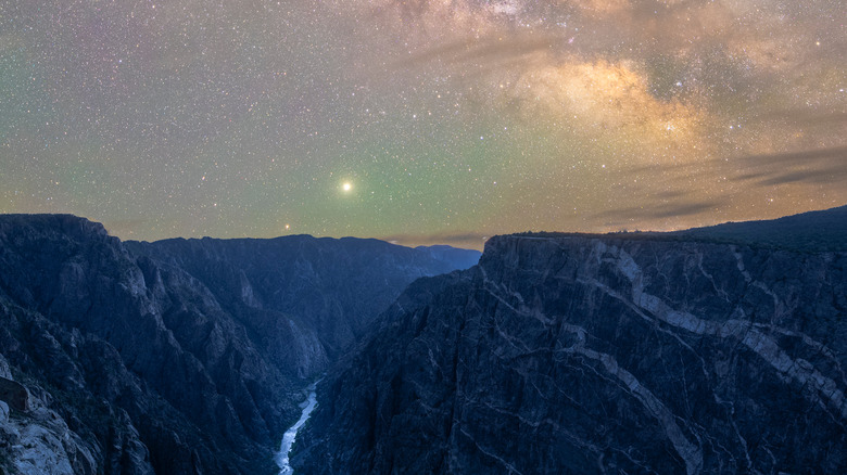 night sky over black canyon