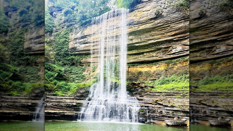 Fancher Falls waterfall on Center Hill Lake in Tennessee