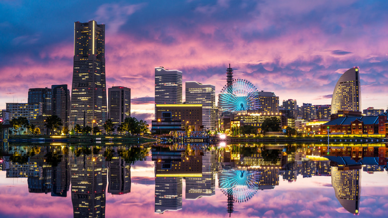 Nighttime shot of Yokohama city