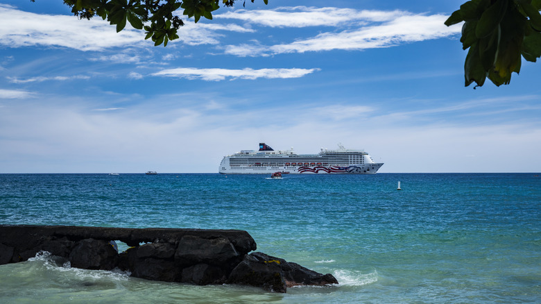 Cruise ship anchored off of Kona, Hawaii