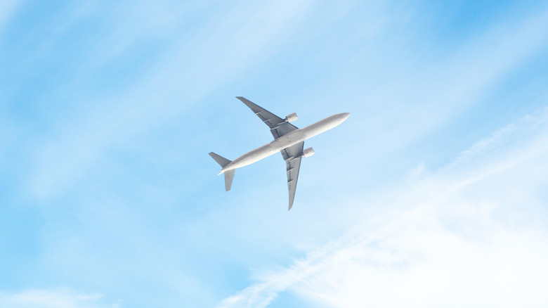 Airplane flying through the air