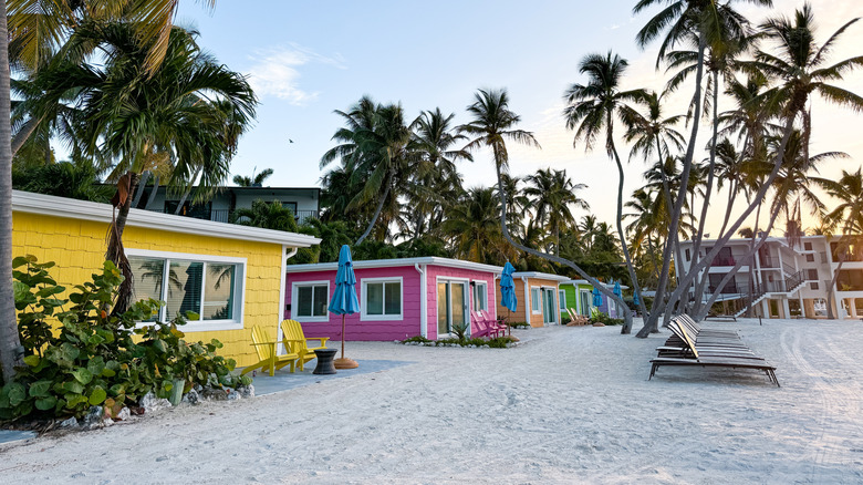 Colorful resort beach bungalows in Islamorada, Florida