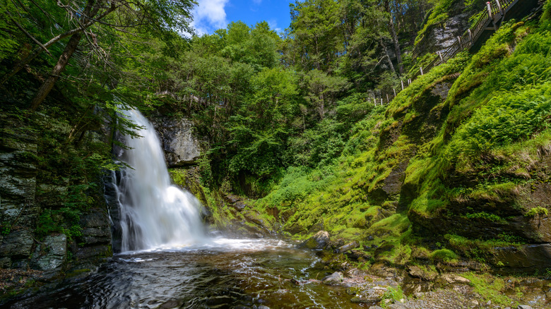 A waterfall flows through the Poconos in Pennsylvania